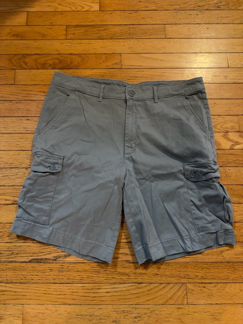 St Johns Bay Cargo Shorts Mens 40 Gray Cotton Stretch Utility Hiking Outdoor